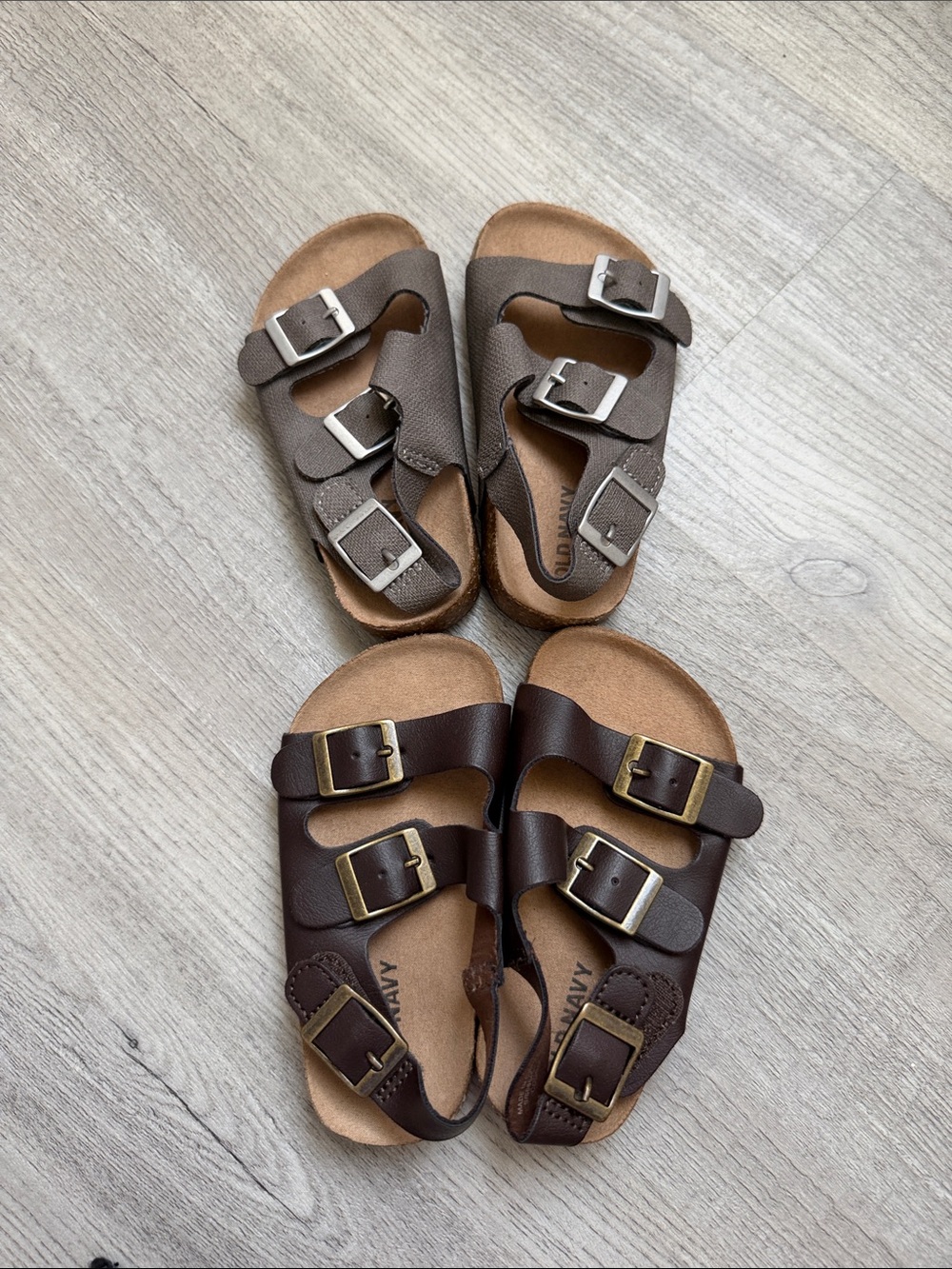 Old Navy Brown and Taupe Triple-Buckle Kids Sandals bundle